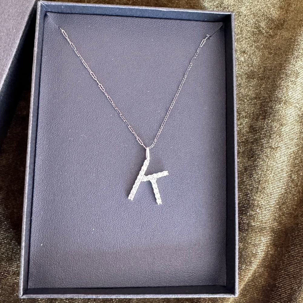 Miranda Frye "K" Pave charm with chain- NEW in box